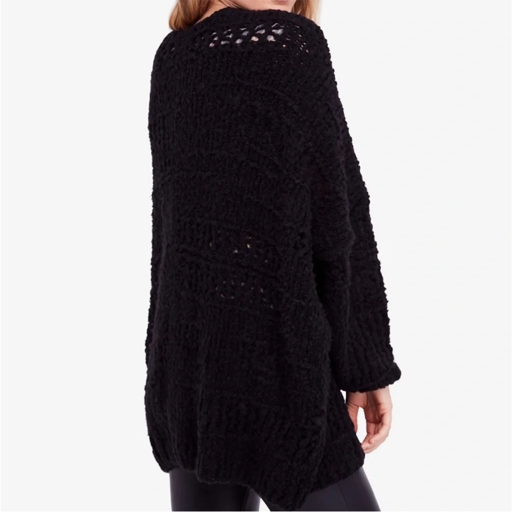 Free People Saturday Morning Cardigan Black Oversized Size XS/S